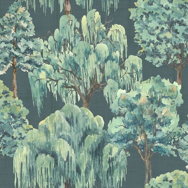 Whispering Willow Wallpaper - Navy